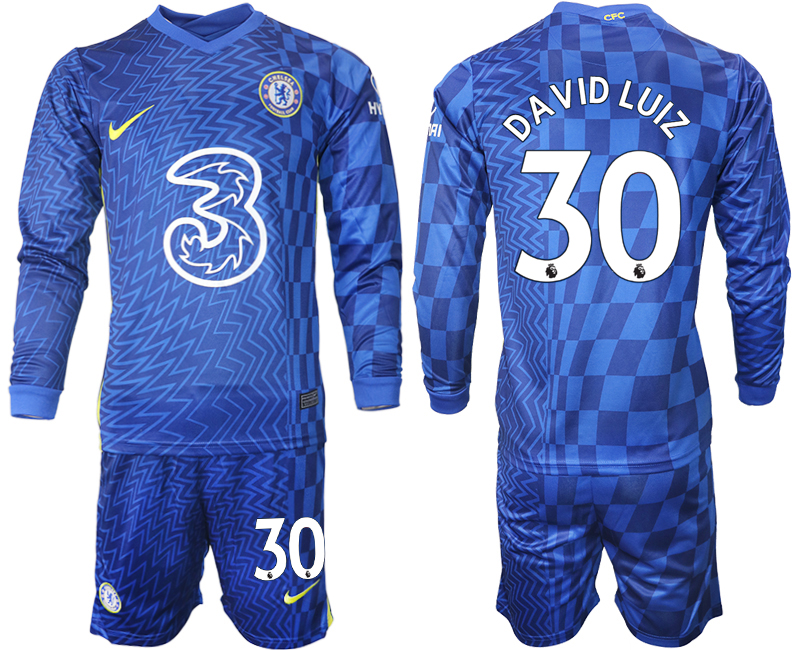 Men 2021-2022 Club Chelsea home blue Long Sleeve #30 Soccer Jersey->chelsea jersey->Soccer Club Jersey